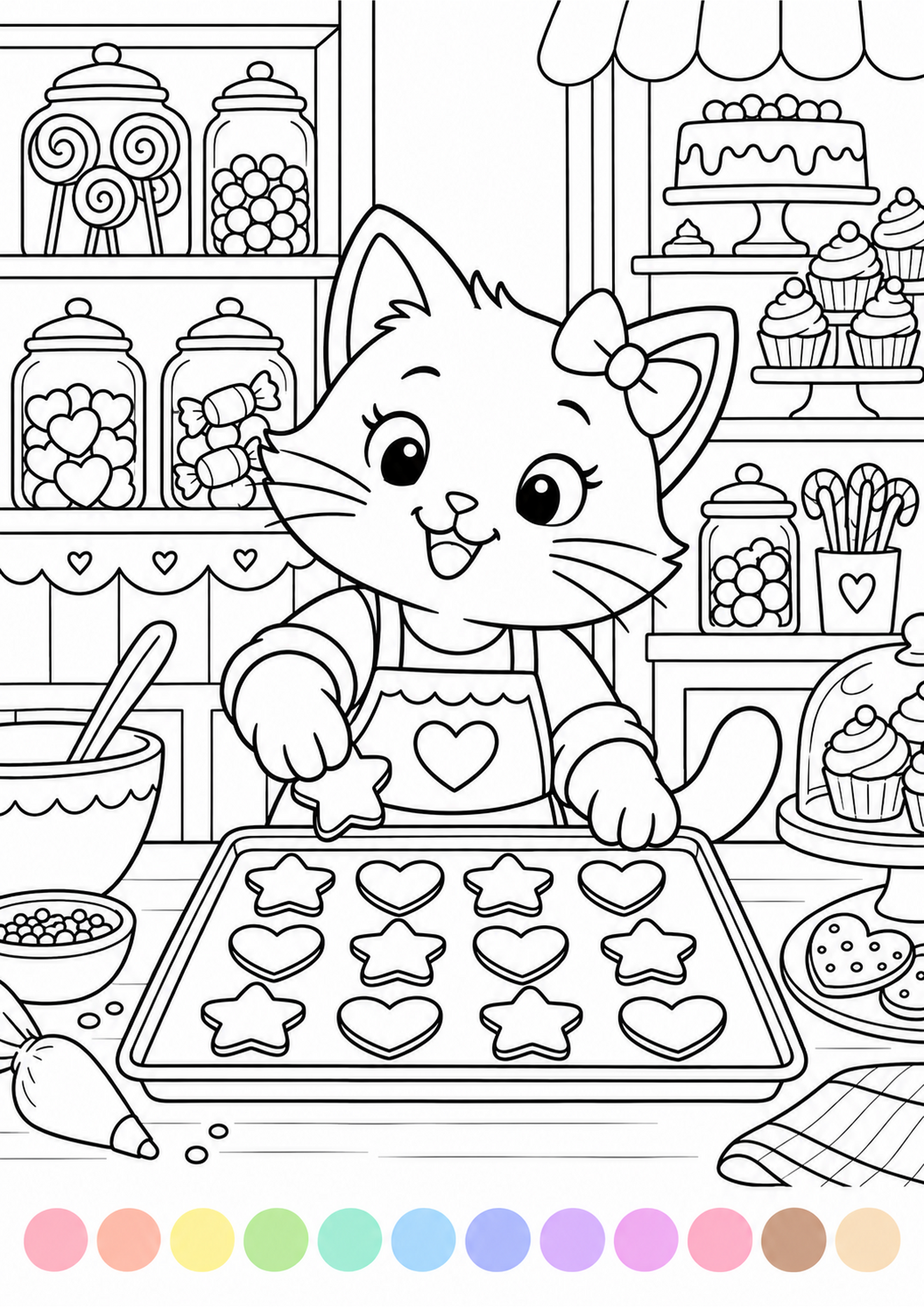 Gato tabuleiro biscoitos